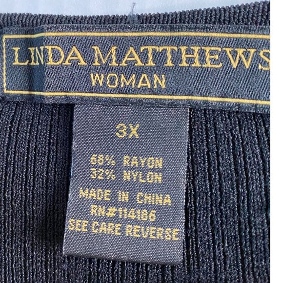 Linda Matthews Woman 3X Black Twin Set Top & Cardigan Sweater Knit Crochet Trim - Picture 5 of 16
